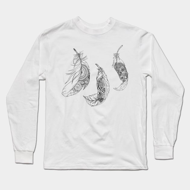 Feather Pattern Long Sleeve T-Shirt by Gifts of Recovery